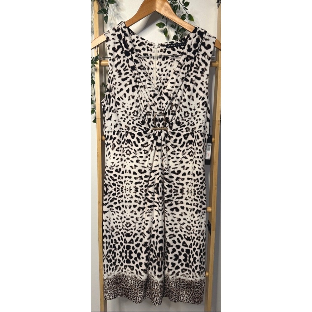 Ivanka Trump Sheat Dress Sleevless Chic Leopard-Print Belted Waist‎  Size  10